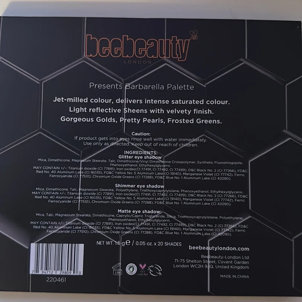 BeeBeauty London Barbarella eyeshadow palette NIB